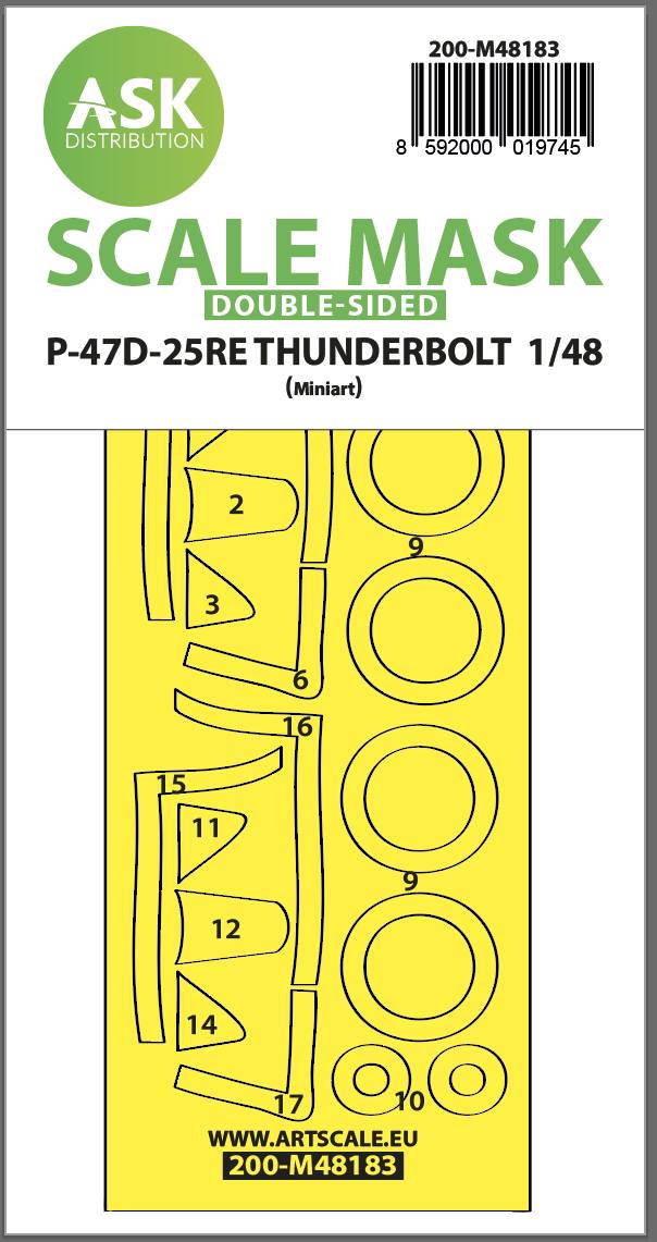 Fotografie 1/48 P-47D-25RE Thunderbolt double-sided express fit mask for MINIART