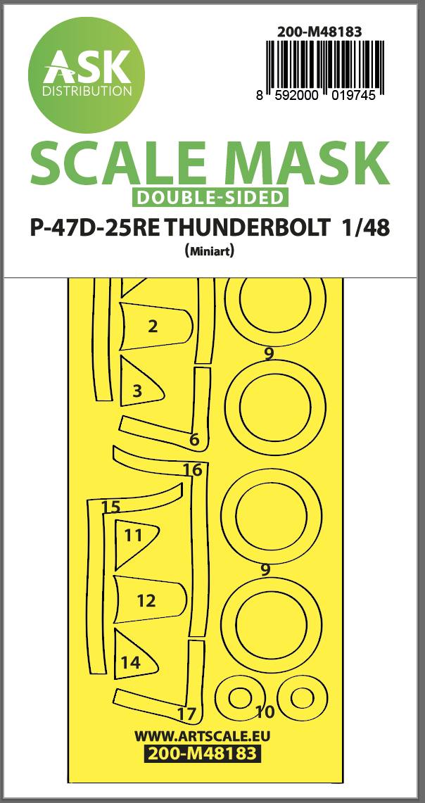 1/48 P-47D-25RE Thunderbolt double-sided express fit mask for MINIART