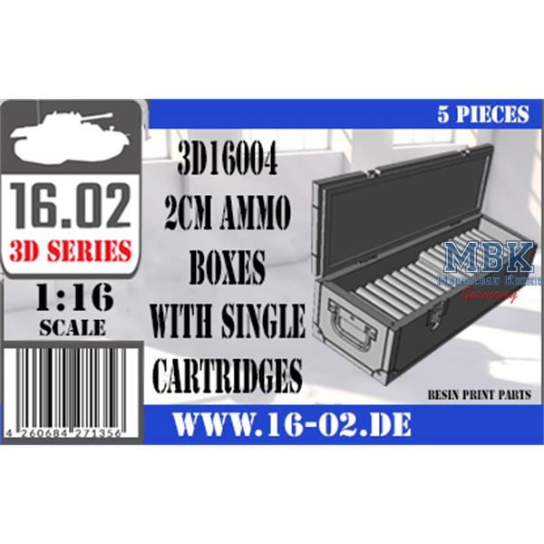 1/16 2cm Ammo boxes with single cartriges