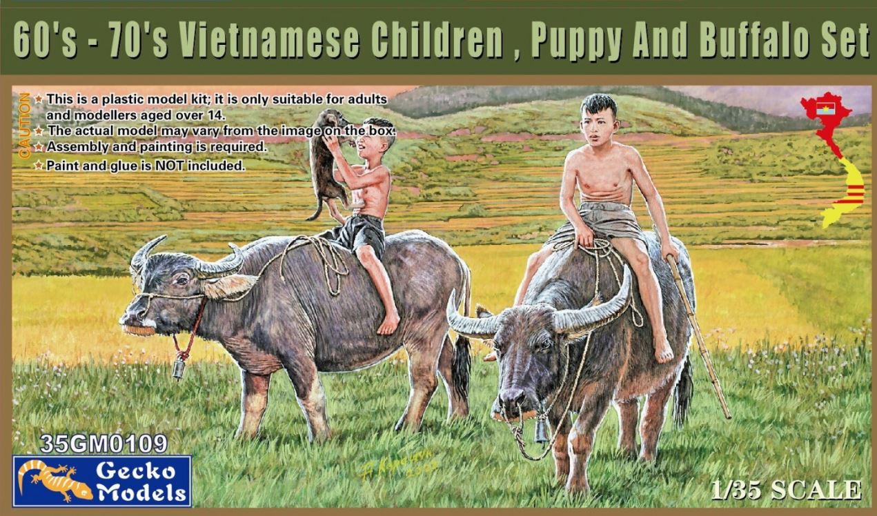 Fotografie 1/35 60's-70's Vietnamese Children, Puppy and Buffalo