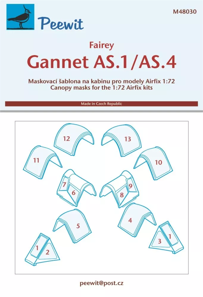 1/48 Canopy mask Fairey Gannet AS.1/AS.4 (AIRFIX)