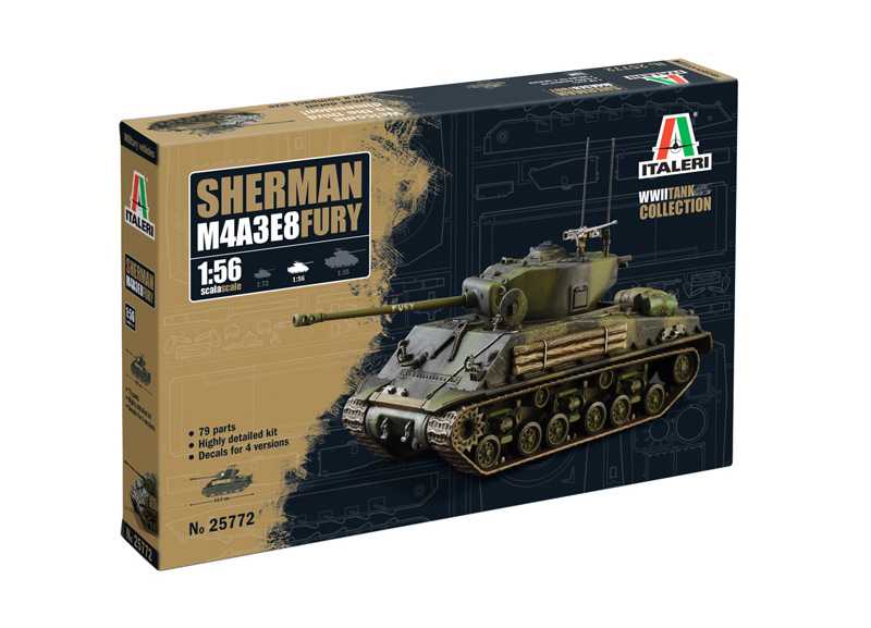 Model Kit tank 25772 - M4A3E8 Sherman "Fury" (1:56)