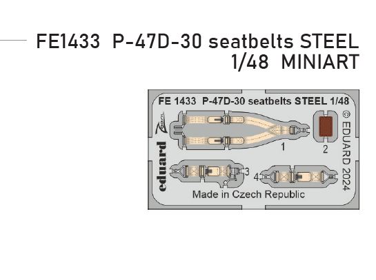 1/48 P-47D-30 seatbelts STEEL (MINIART)