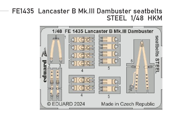 1/48 Lancaster B Mk.III Dambuster seatbelts STEEL (HKM)