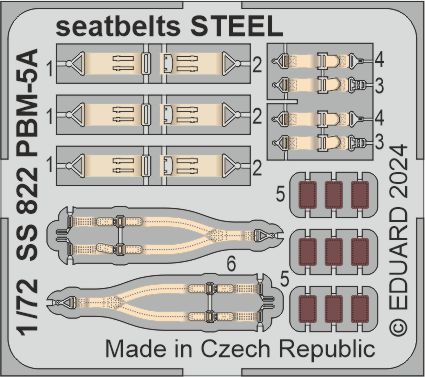 Fotografie 1/72 PBM-5A seatbelts STEEL (ACADEMY)