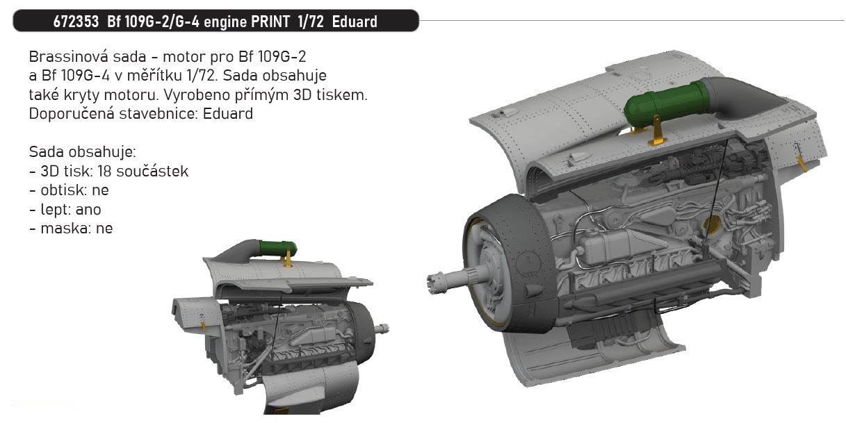 1/72 Bf 109G-2/G-4 engine PRINT (EDUARD)