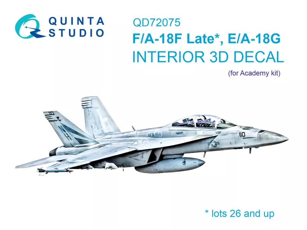 1/72 F/A-18F Late, E/A-18G 3D-Print.&col.Interior (ACAD)