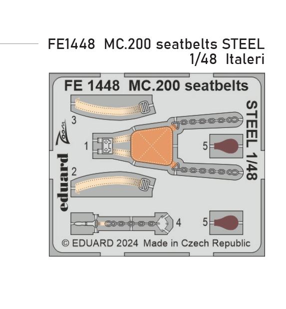 1/48 MC.200 seatbelts STEEL (ITALERI)