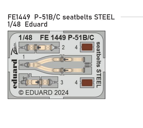 1/48 P-51B/C seatbelts STEEL (EDUARD)