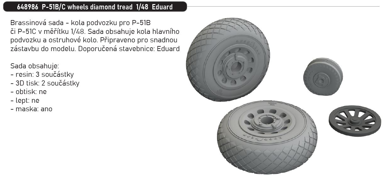 1/48 P-51B/C wheels diamond tread (EDUARD)