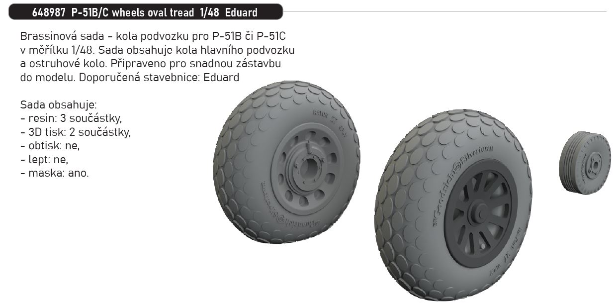 1/48 P-51B/C wheels oval tread (EDUARD)