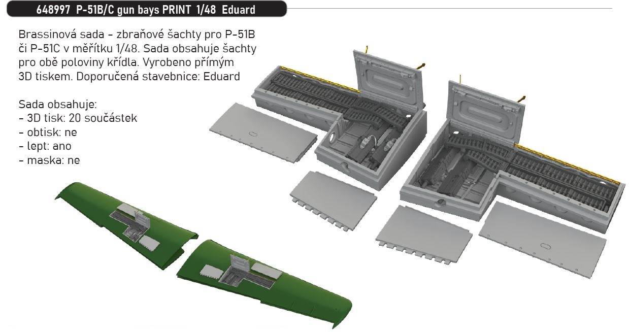 1/48 P-51B/C gun bays PRINT (EDUARD)