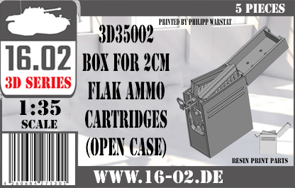 1/35 Box for 2cm Flak ammo cartridges (open case)