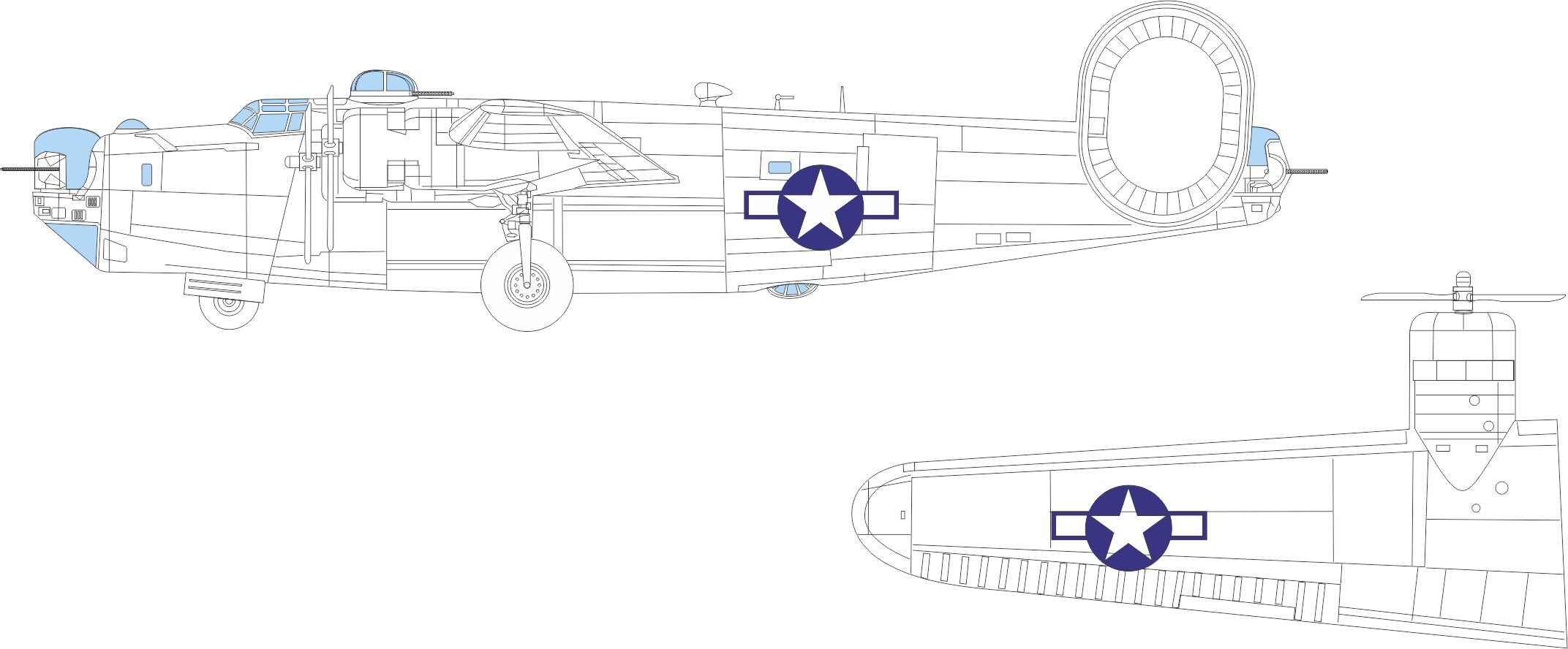Fotografie 1/48 B-24J US national insignia (HOBBY BOSS)