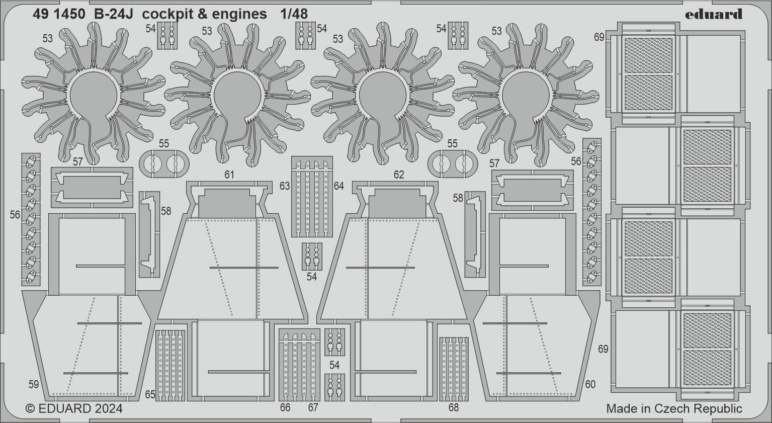 1/48 B-24J cockpit & engines (HOBBY BOSS)