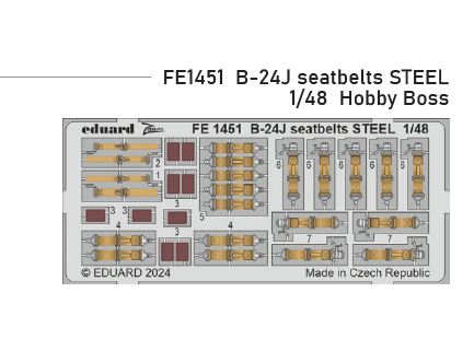 Fotografie 1/48 B-24J seatbelts STEEL (HOBBY BOSS)