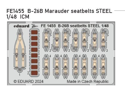 1/48 B-26B Marauder seatbelts STEEL (ICM)