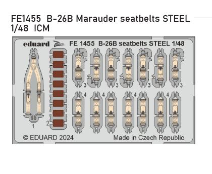 Fotografie 1/48 B-26B Marauder seatbelts STEEL (ICM)