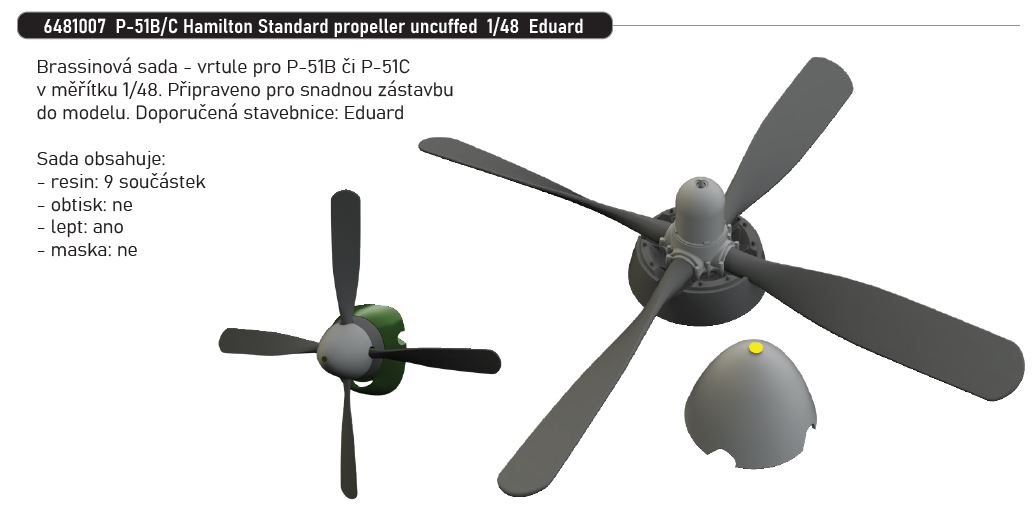 1/48 P-51B/C Hamilton Standard propeller uncuffed (EDUARD)
