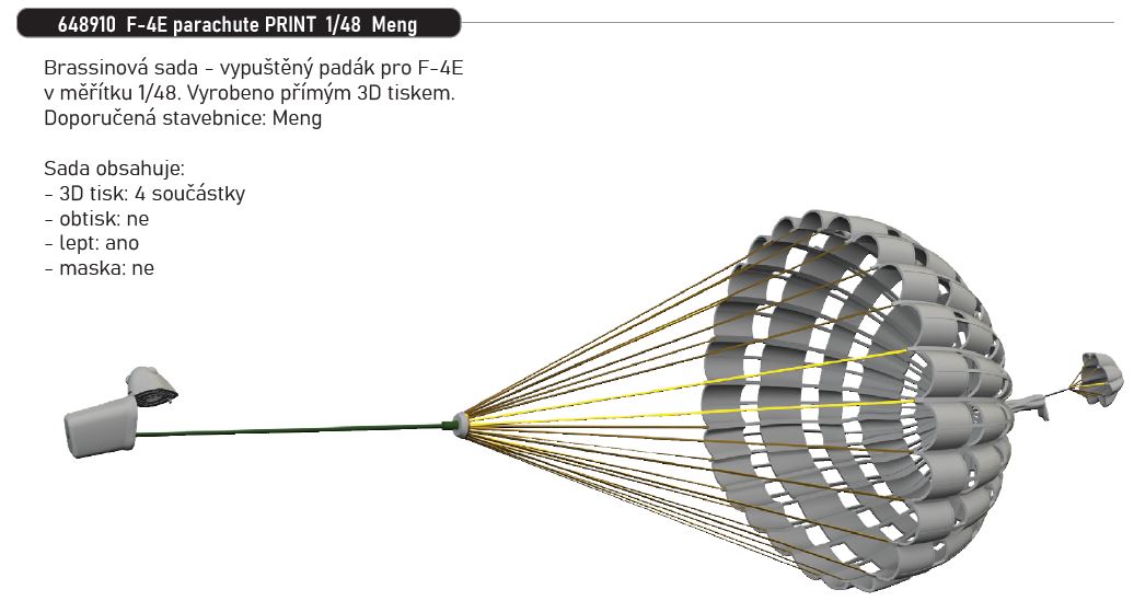 Fotografie 1/48 F-4E parachute PRINT (MENG)