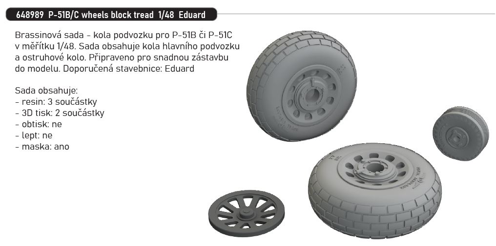Fotografie 1/48 P-51B/C wheels block tread (EDUARD)
