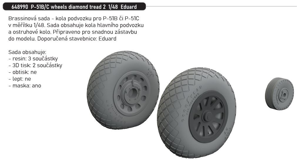 1/48 P-51B/C wheels diamond tread 2 (EDUARD)