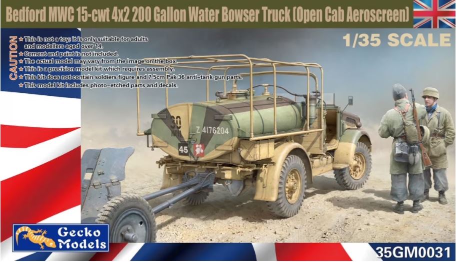 Fotografie 1/35 Bedford MWC 15-cwt 4x2 200 Gallon Water Bowser Truck (Open Cab Aeroscreen)