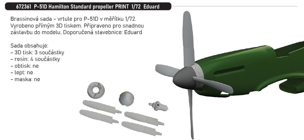 1/72 P-51D Hamilton Standard propeller PRINT (EDUARD)