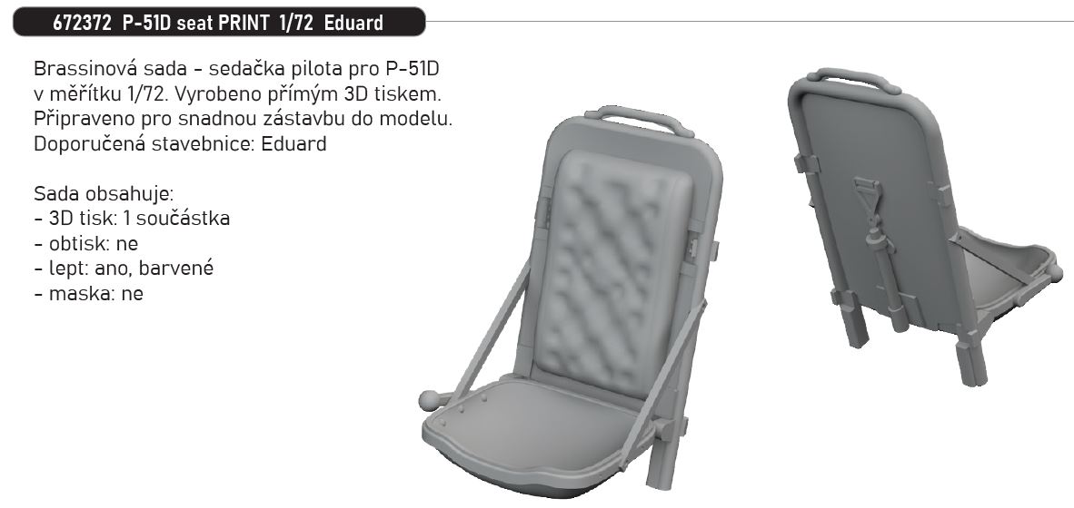 Fotografie 1/72 P-51D seat PRINT (EDUARD)