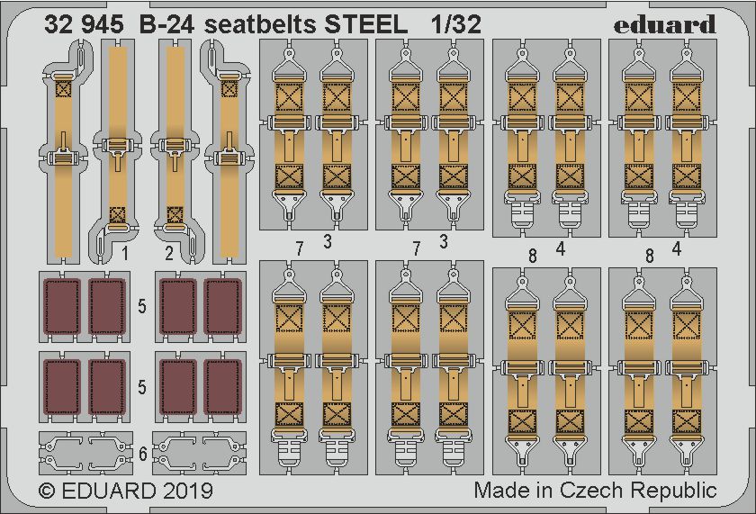 1/32 B-24 seatbelts STEEL (HOBBY BOSS)