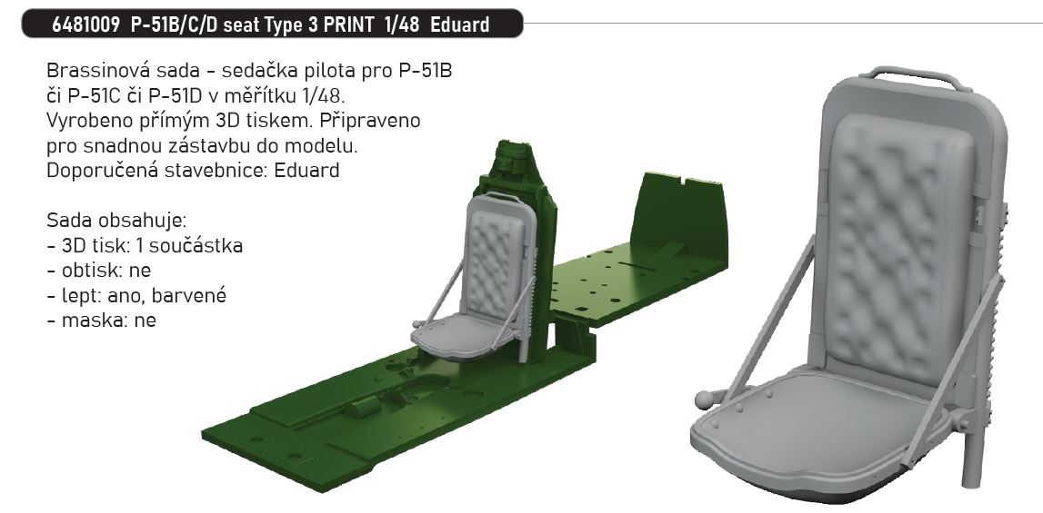 1/48 P-51B/C/D seat Type 3 PRINT (EDUARD)
