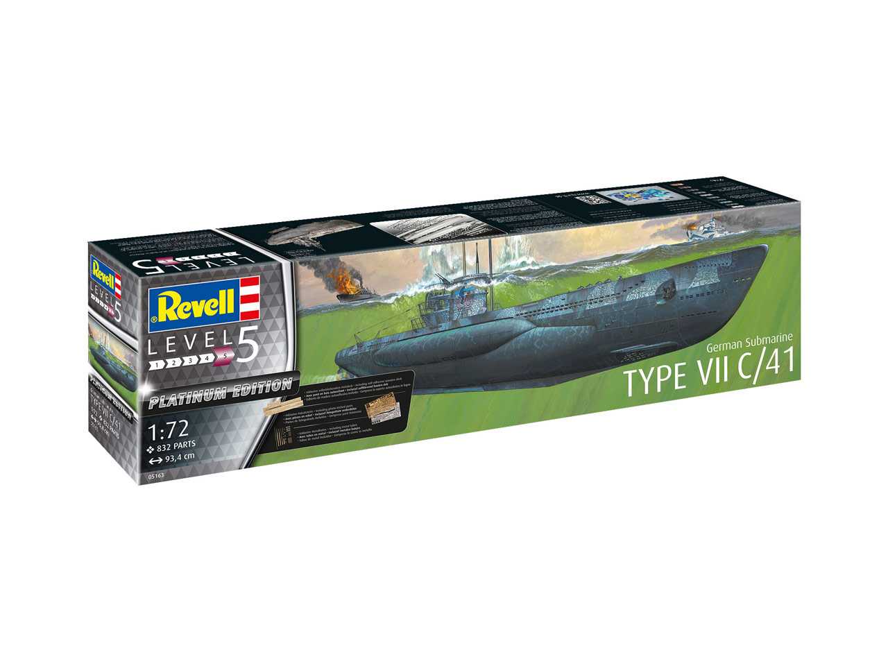 Fotografie Plastic ModelKit ponorka Limited Edition 05163 - German Submarine Type VII C/41 (Platinum Edition) (1:72)