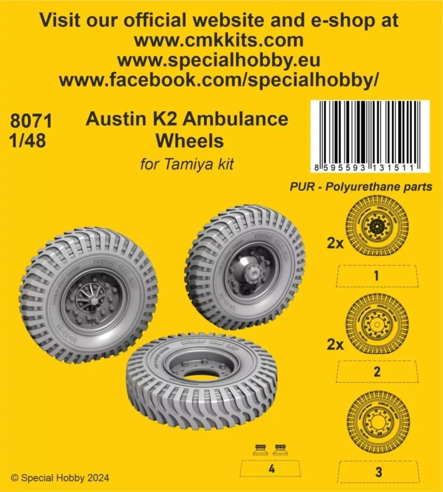 1/48 Austin K2 Ambulance Wheels (TAM)