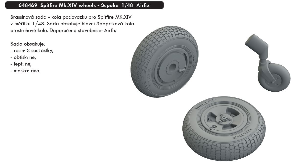 Fotografie 1/48 Spitfire Mk.XIV wheels - 3spoke (AIRFIX)