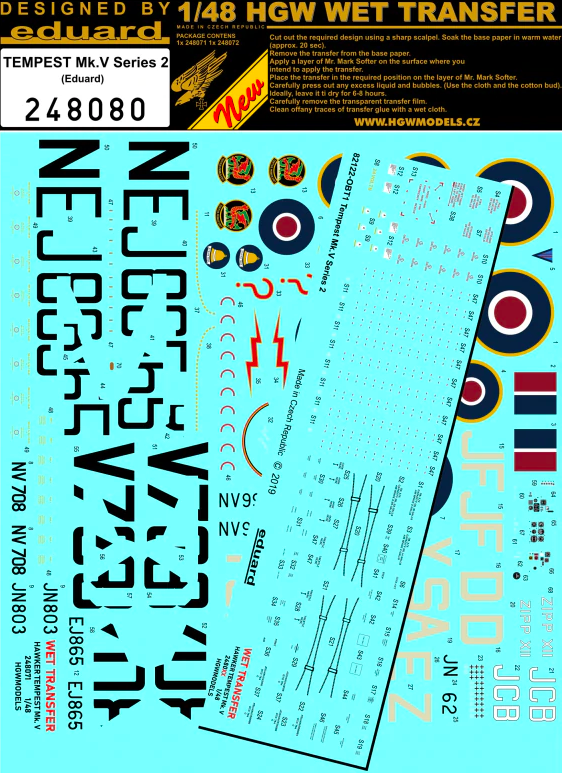 1/48 Hawker Tempest Mk.V Series 2 - St. & Mark. - Wet Transfers