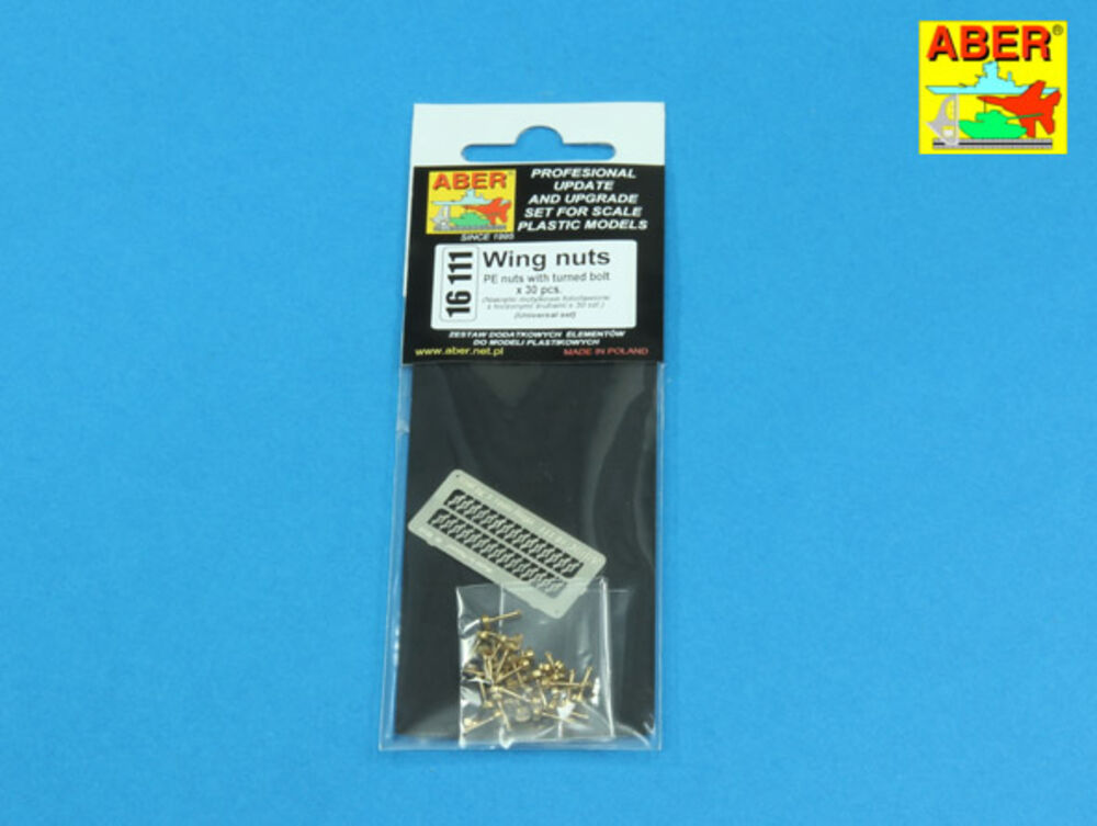 1/16 Wing nuts PE nuts with turned bolt x 30 pcs.