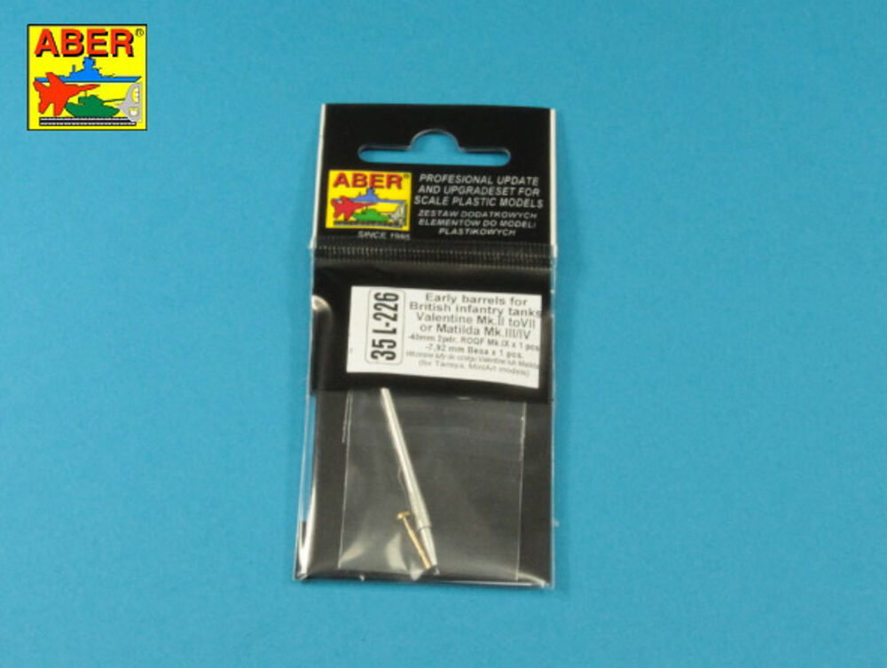 1/35 Early barrel for Valentine Mk.II to VII or Matilda Mk.III/IV with Besa MG barrel