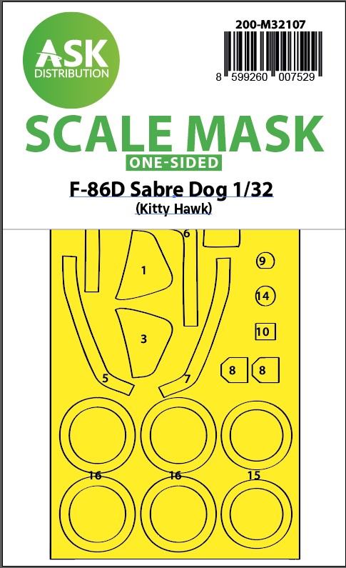 Fotografie 1/32 F-86D Sabre Dog one-sided express fit mask for Kitty Hawk