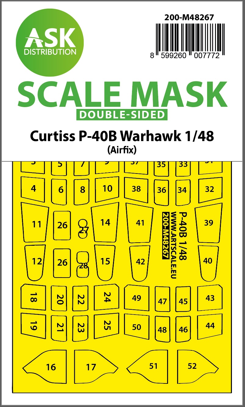 Fotografie 1/48 Curtiss P-40B Warhawk double-sided express fit mask for Airfix