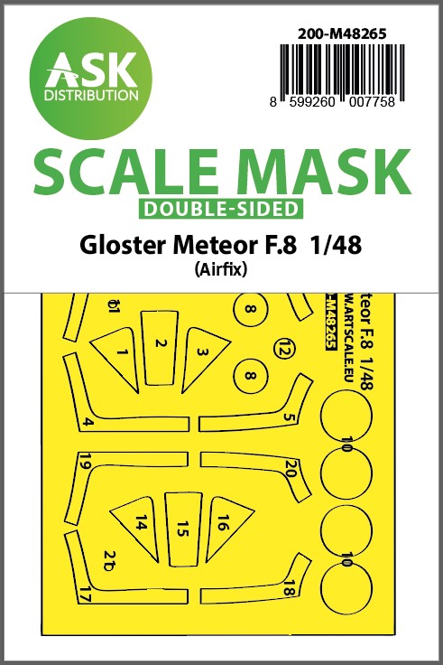 Fotografie 1/48 Gloster Meteor F.8 double-sided express fit mask for Airfix