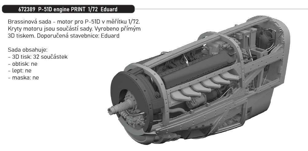 Fotografie 1/72 P-51D engine PRINT (EDUARD)