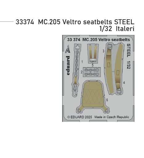 Fotografie 1/32 MC.205 Veltro seatbelts STEEL (ITALERI)