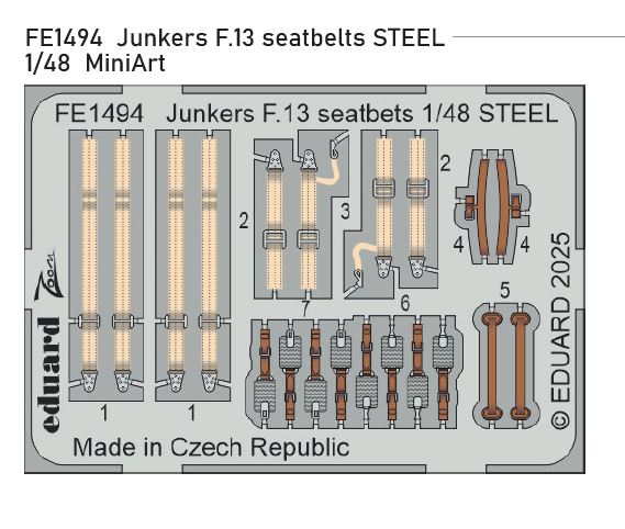 1/48 Junkers F.13 seatbelts STEEL (MINIART)