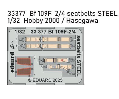Fotografie 1/32 Bf 109F-2/4 seatbelts STEEL (HOBBY 2000 / HASEGAWA)