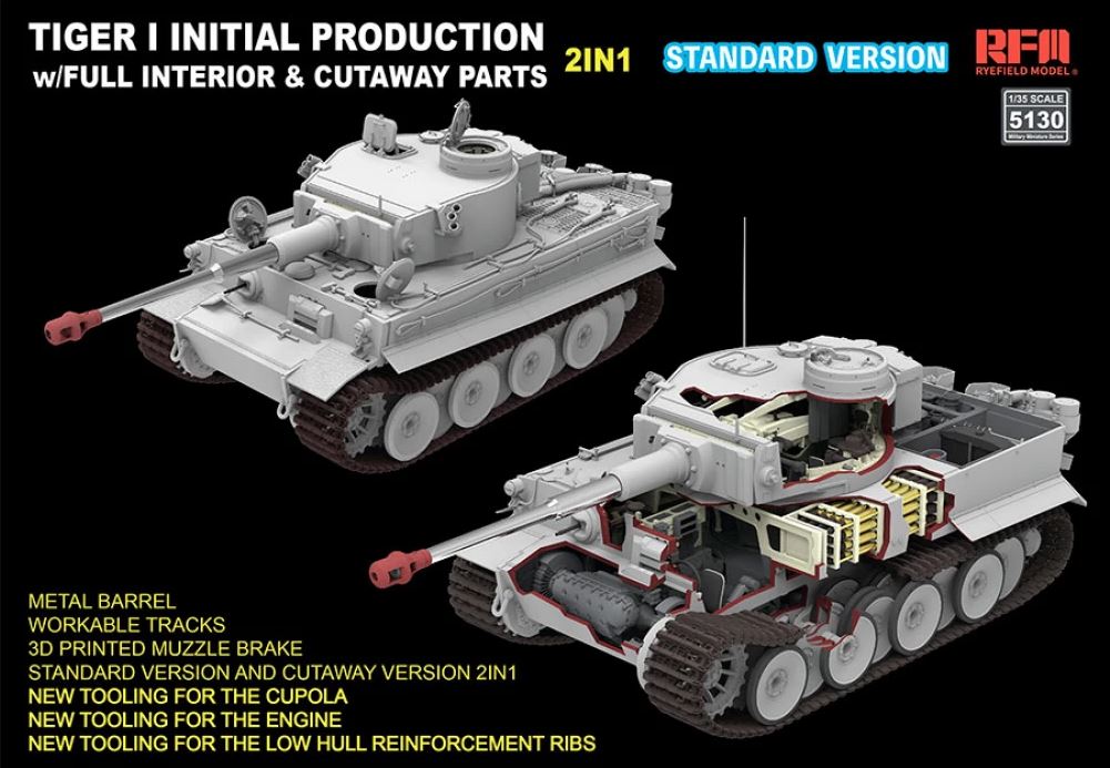 Fotografie 1/35 Pz.Kpfw. VI Ausf. E Tiger I Initial Production Standard Edition w/Full Interior & Cutaway Parts