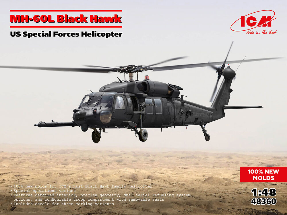 Fotografie 1/48 MH-60L Black Hawk, US Special Forces Helicopter (100% new molds)