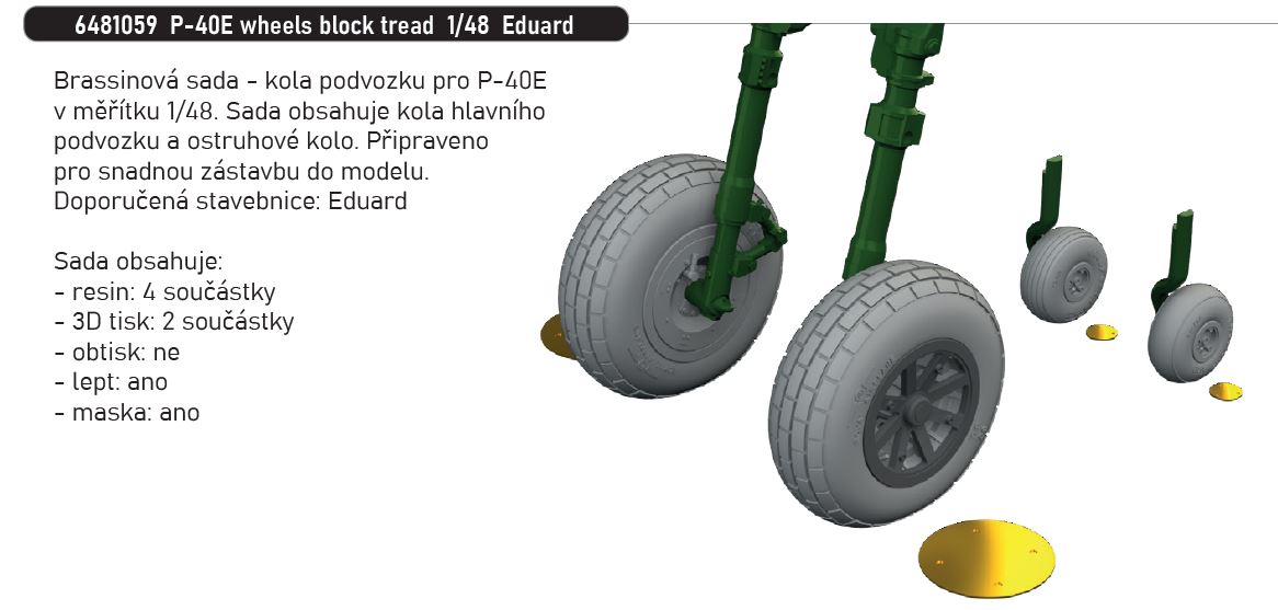 Fotografie 1/48 P-40E wheels block tread (EDUARD)