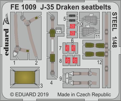 1/48 J-35 Draken seatbelts STEEL (HASEGAWA)
