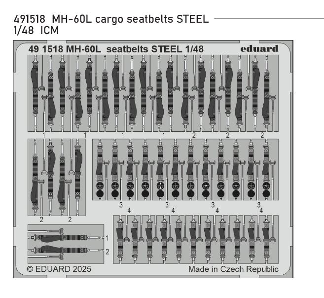 Fotografie 1/48 MH-60L cargo seatbelts STEEL (ICM)