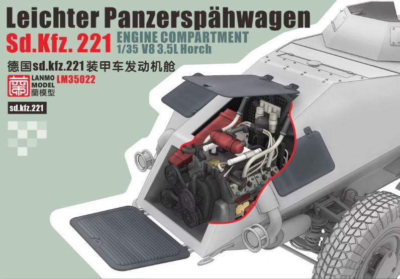 1/35 Leichter Panzerspähwagen Sd.Kfz.221 engine compartment V8 3,5l Horch